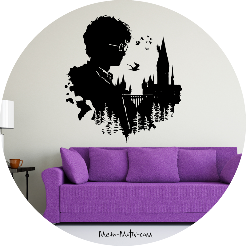 Wandtattoo 46119 Harry Potter Silhouette mit Hogwarts